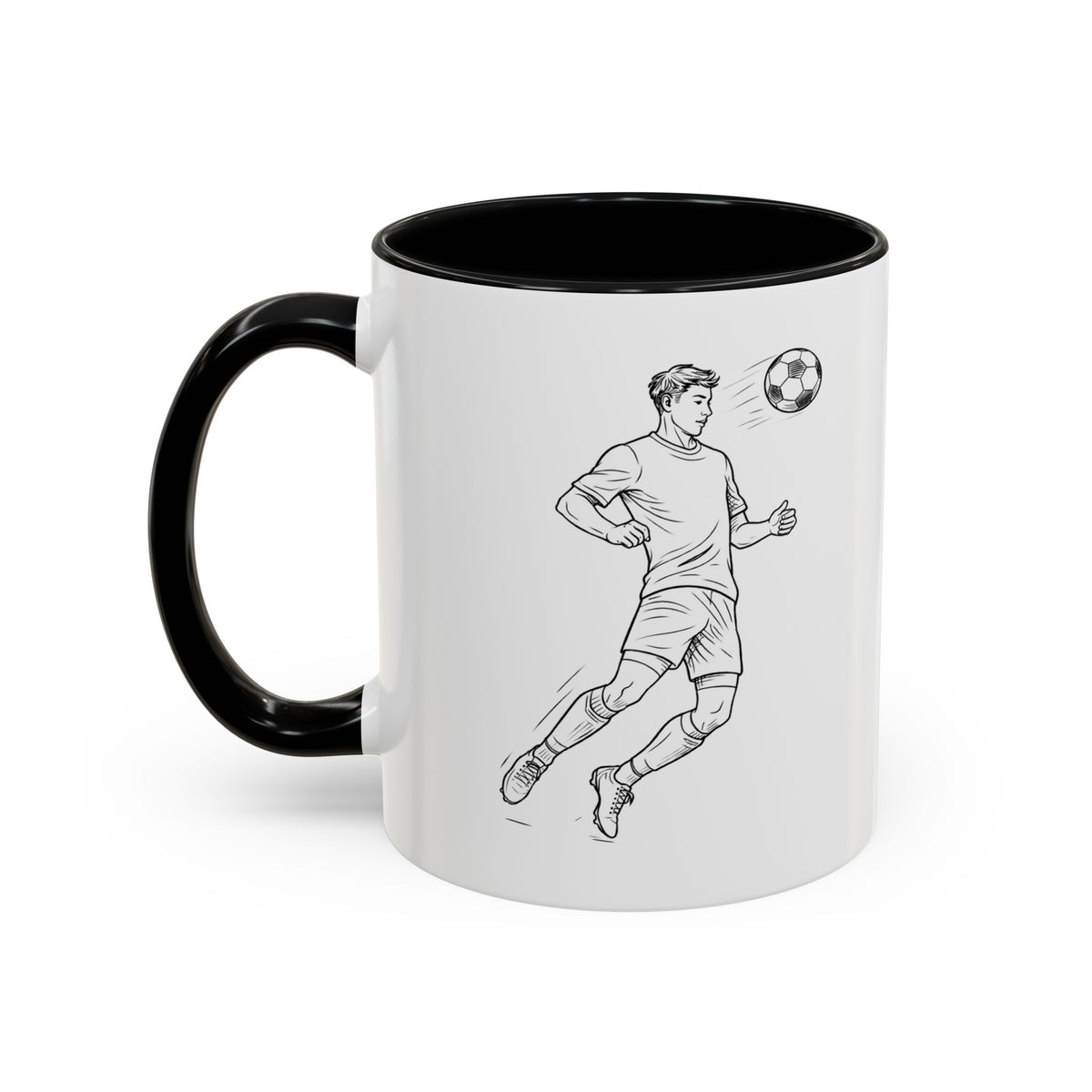 Mug, Football Players, Minimalistic Sketch design, Ceramic 325ml / 11oz, CHOICE of coloured inner