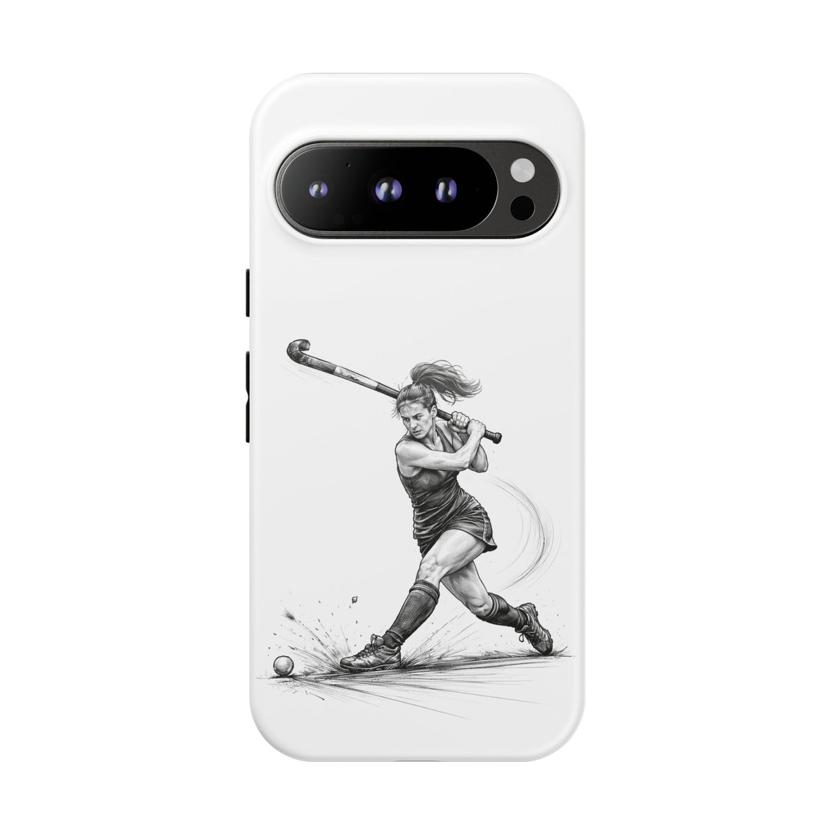 Phone Case, Hockey, Female Player "Tomahawk" shot design, Tough Case