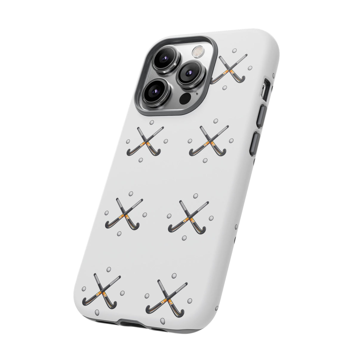 Phone Case, Hockey Repeated Crossed Sticks & Balls Pattern, Tough Case