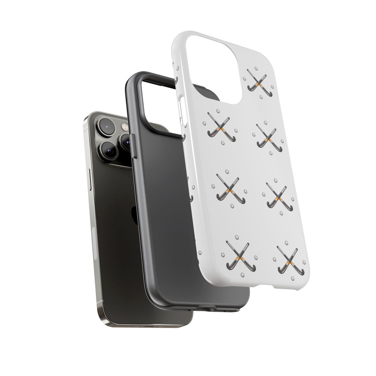 Phone Case, Hockey Repeated Crossed Sticks & Balls Pattern, Tough Case
