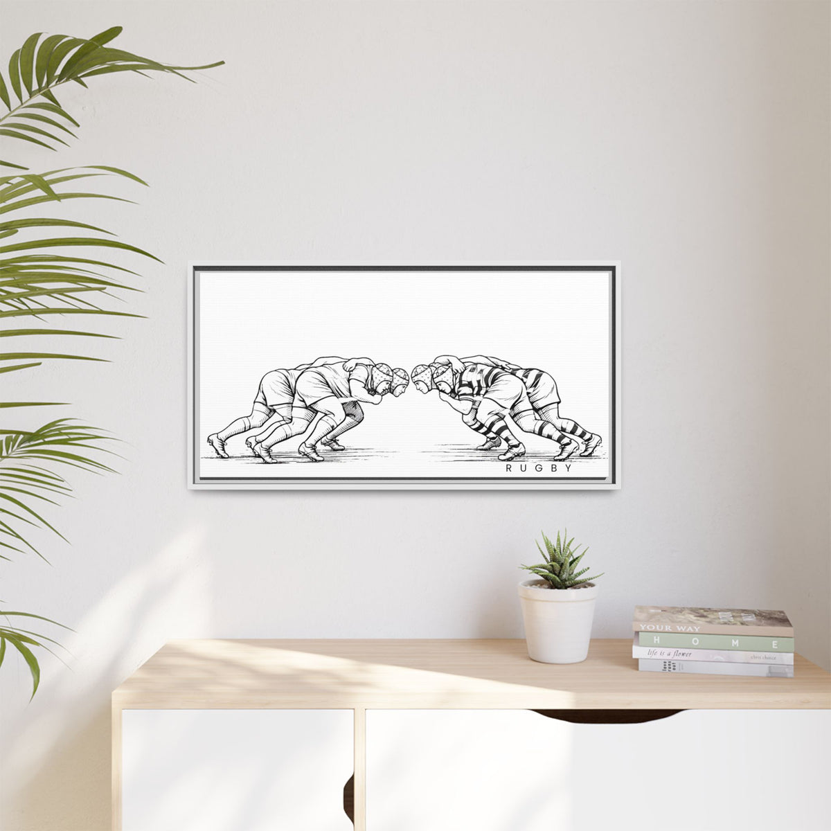 Print, Rugby Scrum,  Matte Canvas Print Framed Art