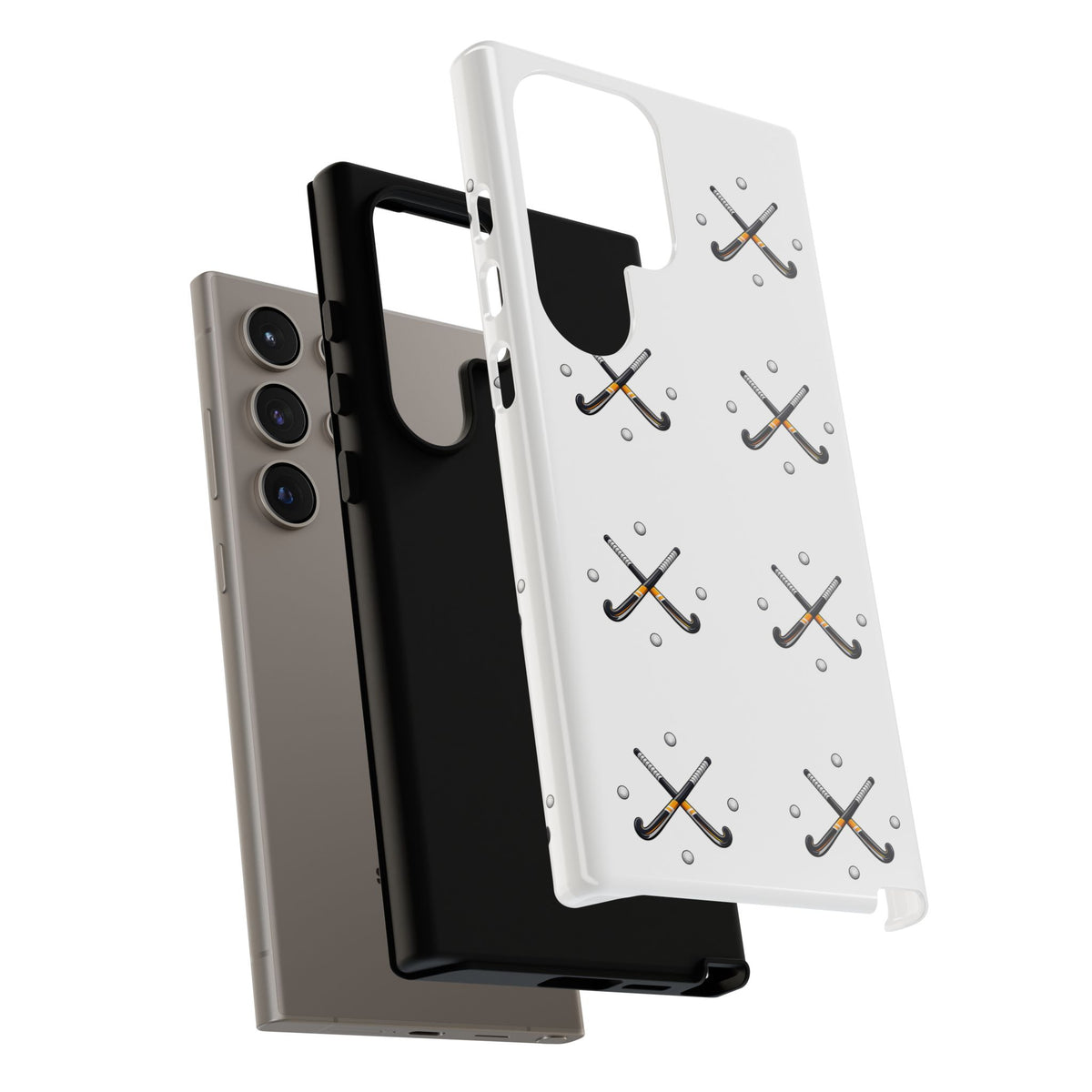 Phone Case, Hockey Repeated Crossed Sticks & Balls Pattern, Tough Case