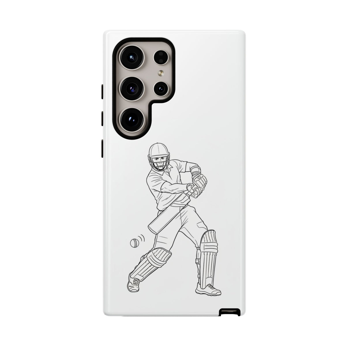 Phone Case, Cricket Batsman Sketch, Tough Case