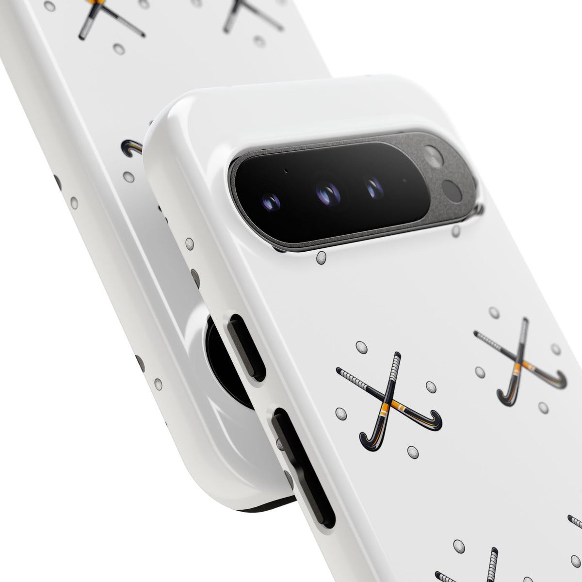 Phone Case, Hockey Repeated Crossed Sticks & Balls Pattern, Tough Case