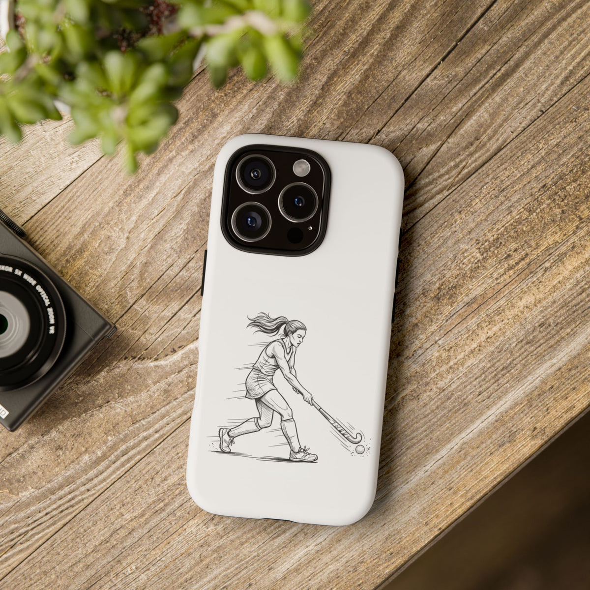Phone Case, Hockey, Female  Player Minimalist sketch design, Tough Case