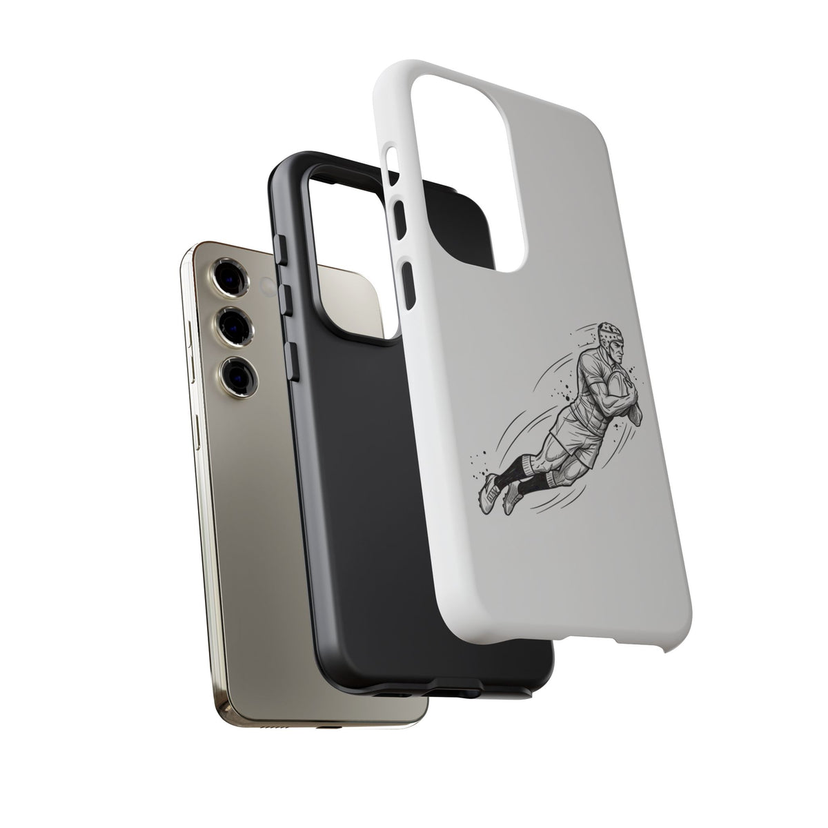 Phone Case, Rugby Try Swan Dive Minimalist Sketch design, Tough Case