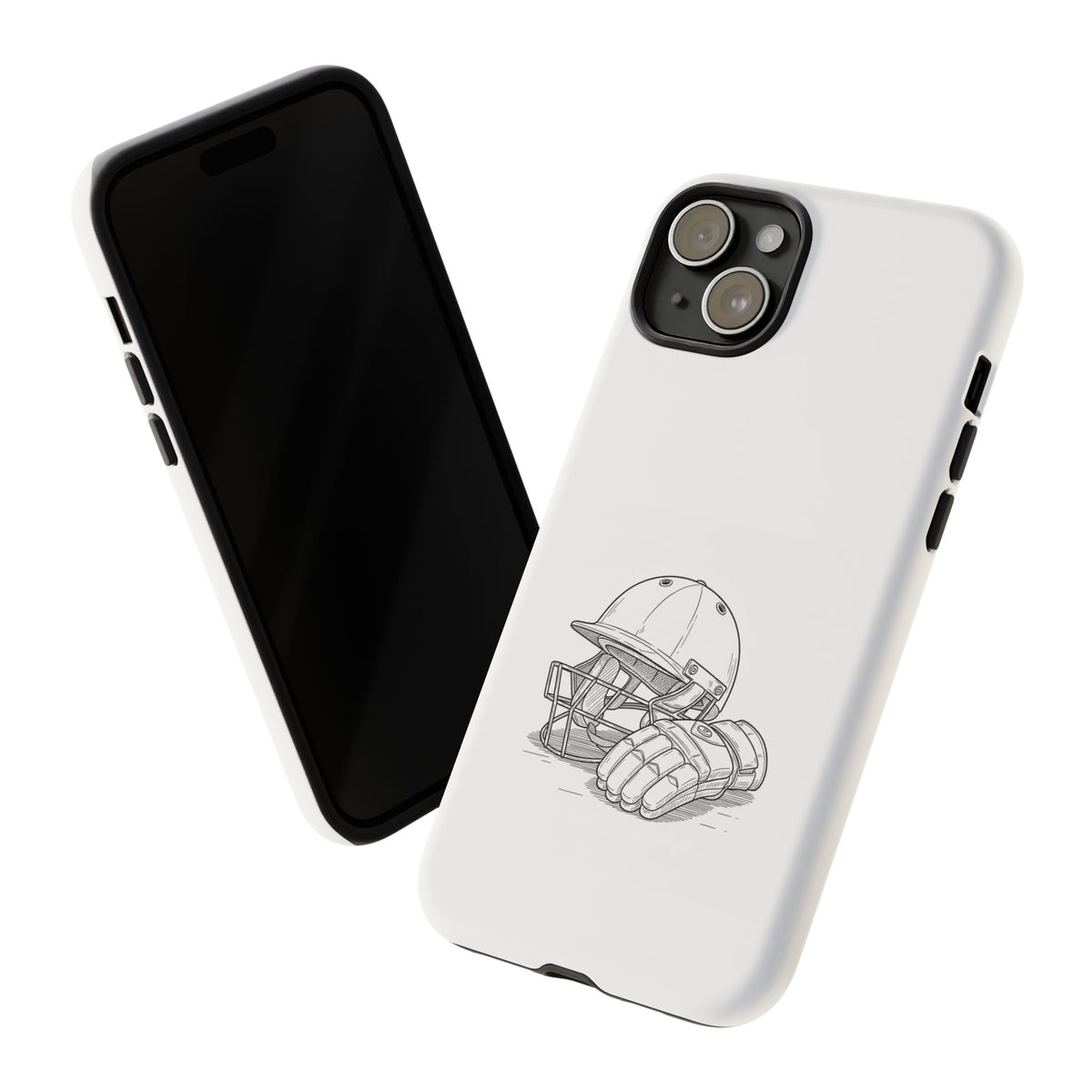 Phone Case, Cricket Gloves & Helmet Sketch, Tough Case