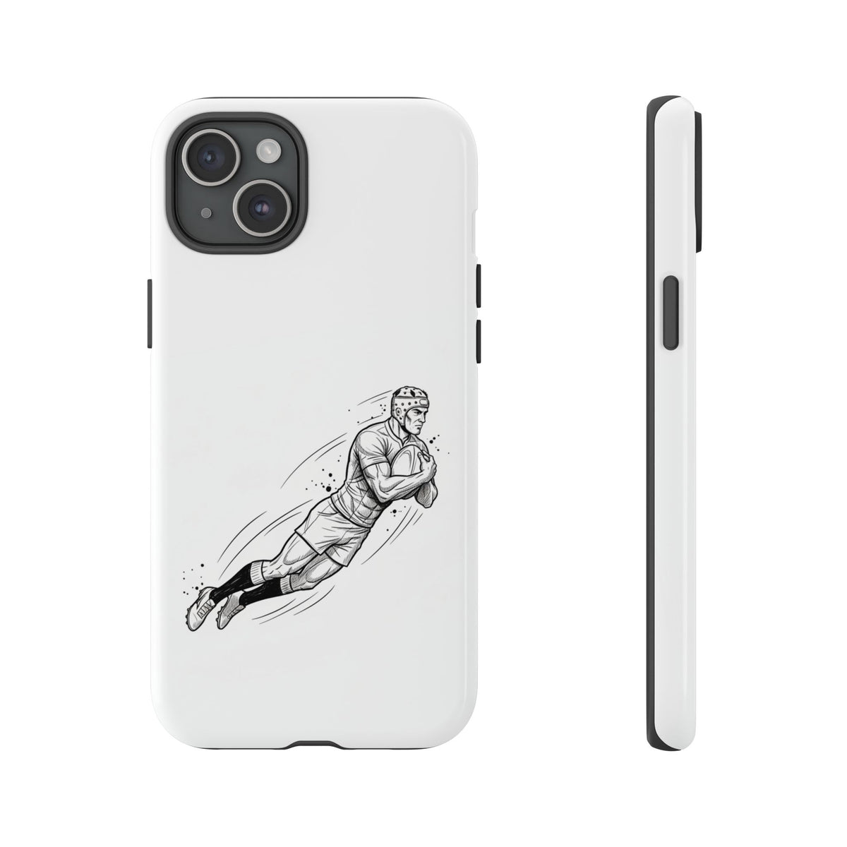 Phone Case, Rugby Try Swan Dive Minimalist Sketch design, Tough Case