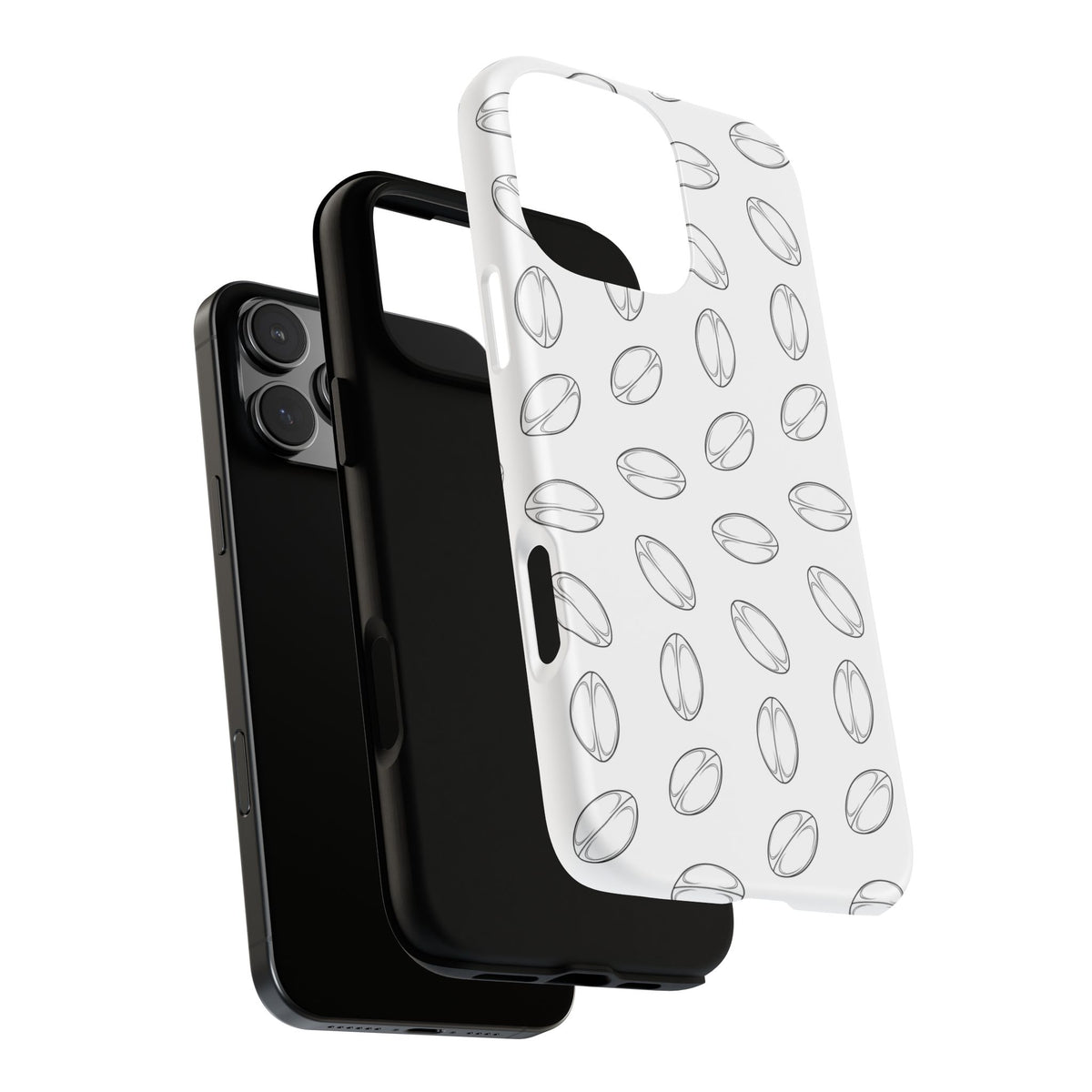 Phone Case, Rugby Ball Minimalist Sketch Pattern, Tough Case