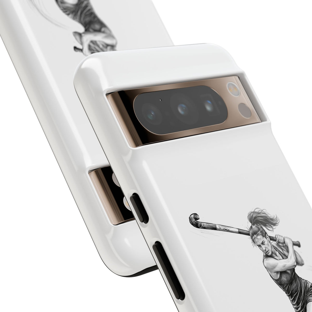 Phone Case, Hockey, Female Player "Tomahawk" shot design, Tough Case