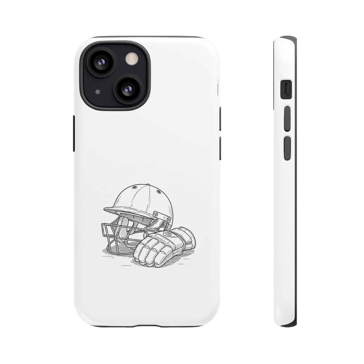 Phone Case, Cricket Gloves & Helmet Sketch, Tough Case