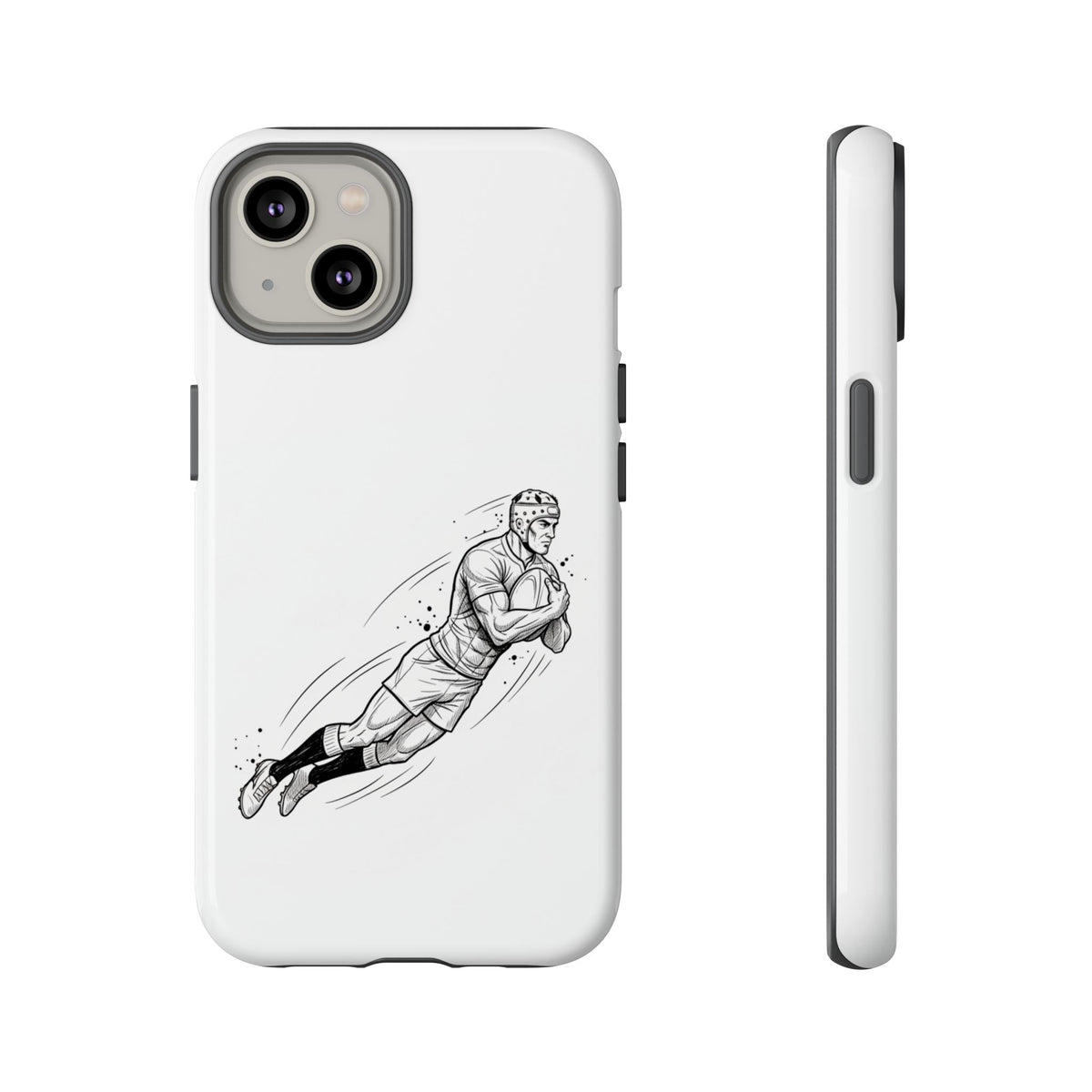 Phone Case, Rugby Try Swan Dive Minimalist Sketch design, Tough Case