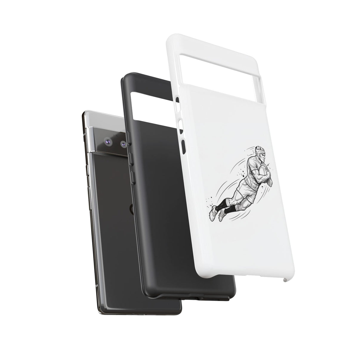 Phone Case, Rugby Try Swan Dive Minimalist Sketch design, Tough Case