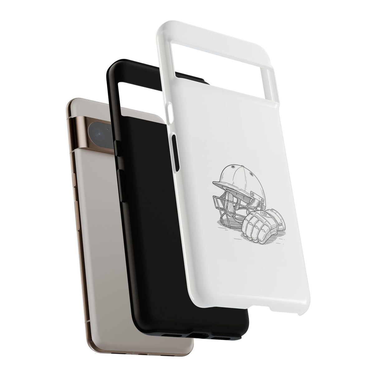 Phone Case, Cricket Gloves & Helmet Sketch, Tough Case