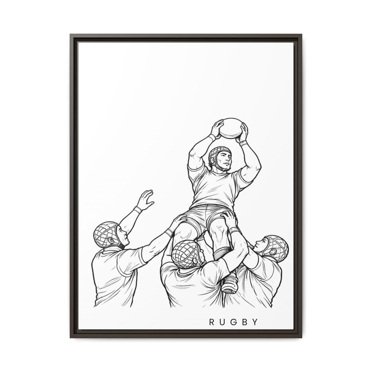 Print, Rugby Line-Out, Matte Canvas Print Framed Art