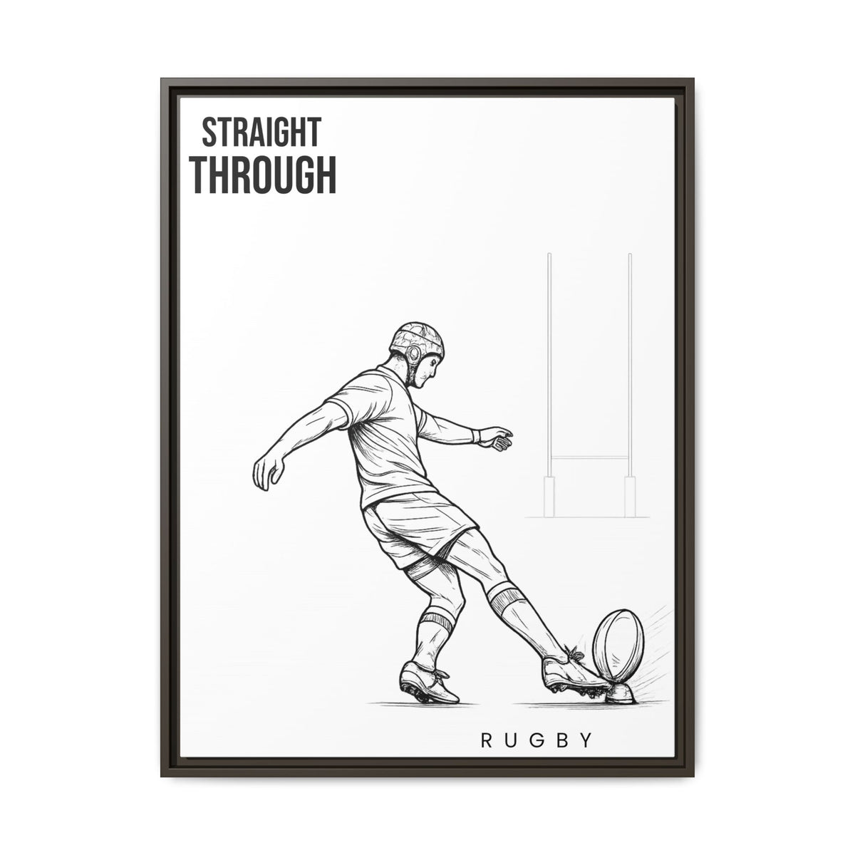 Print, Rugby Conversion Kick - Straight Through, Matte Canvas Print Framed Art