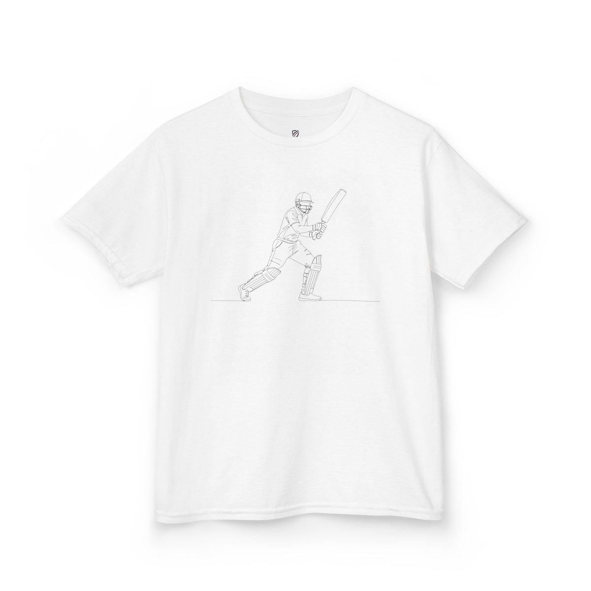 T Shirt Kids, Cricket Batsman 2 minimalist sketch design, Cotton, Various Colours