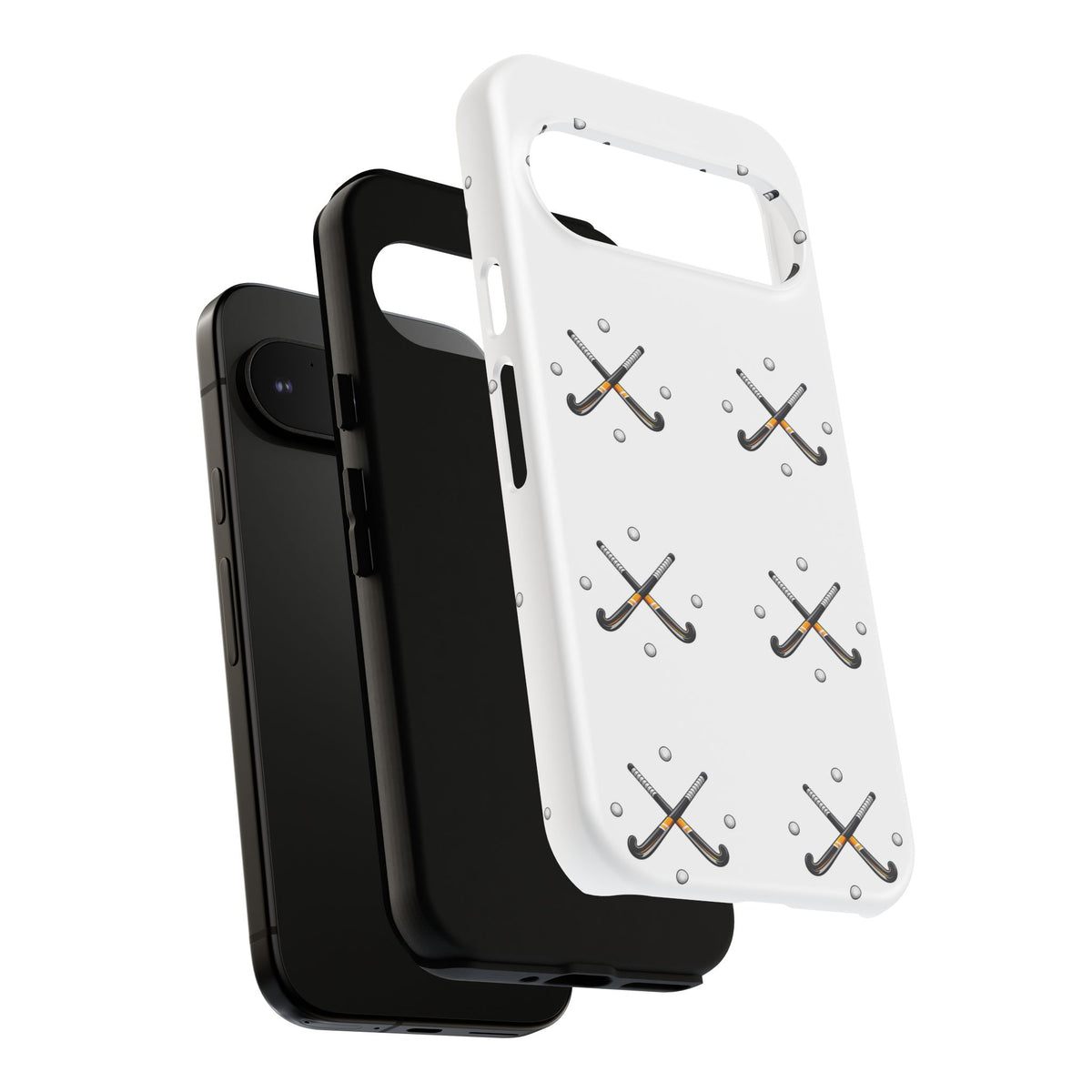 Phone Case, Hockey Repeated Crossed Sticks & Balls Pattern, Tough Case