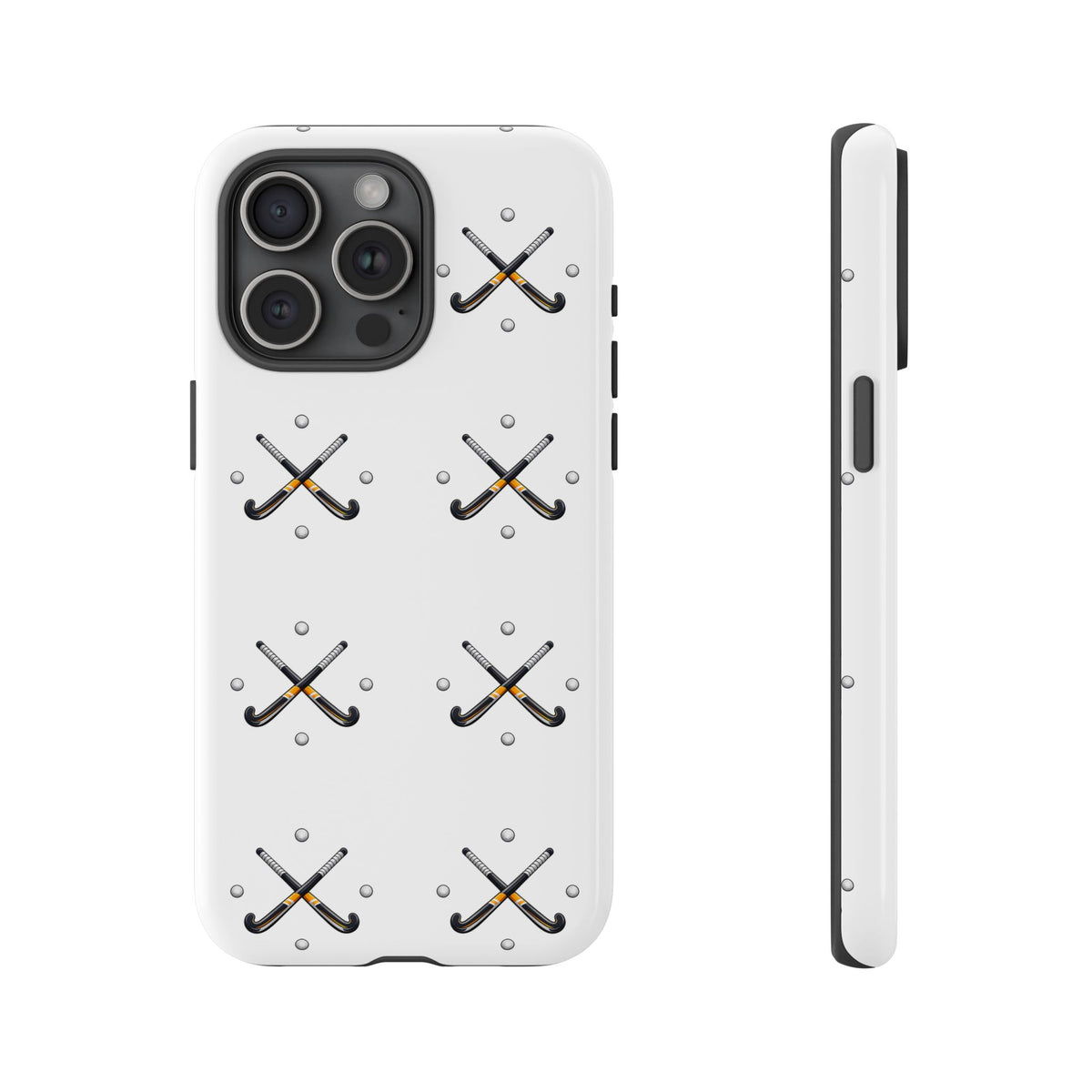 Phone Case, Hockey Repeated Crossed Sticks & Balls Pattern, Tough Case
