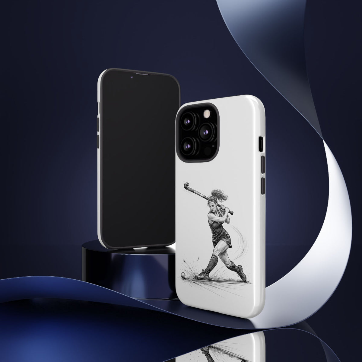 Phone Case, Hockey, Female Player "Tomahawk" shot design, Tough Case