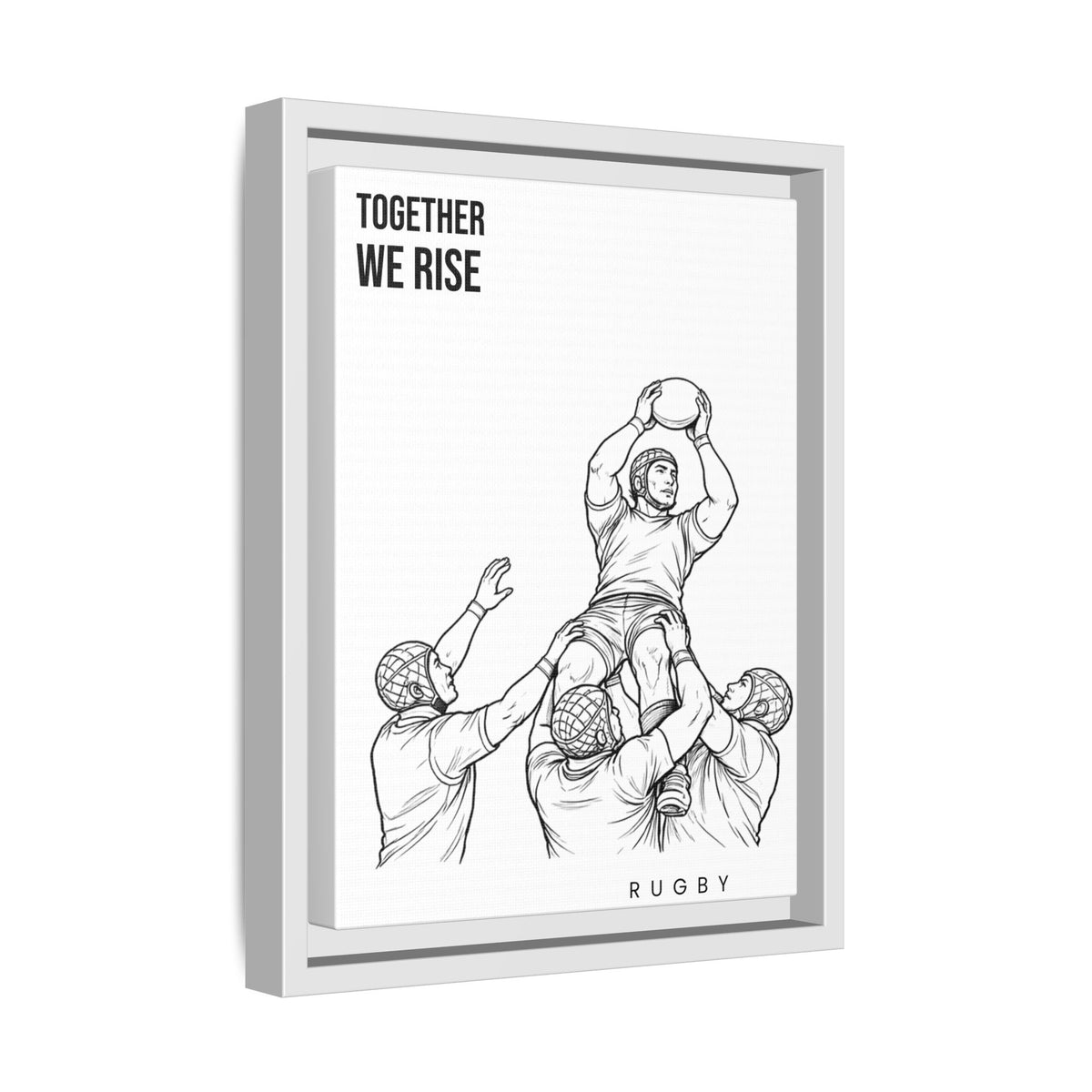 Print, Rugby Line-Out Together We Rise , Matte Canvas Print Framed Art