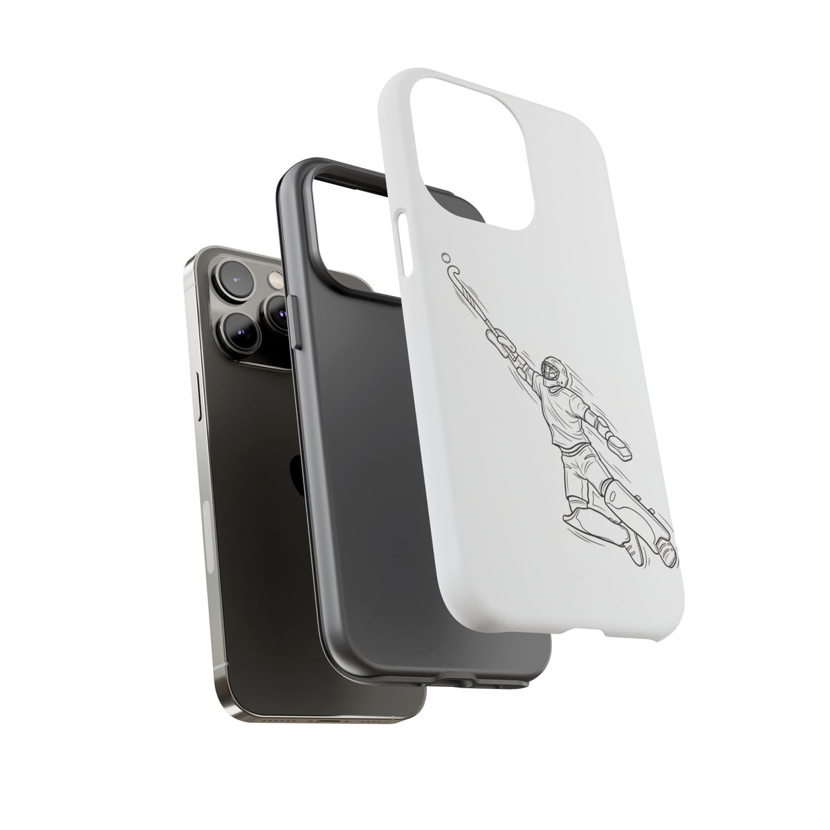 Hockey Goalkeeper Sketch Phone Case — Minimalist Sports Protective Cover