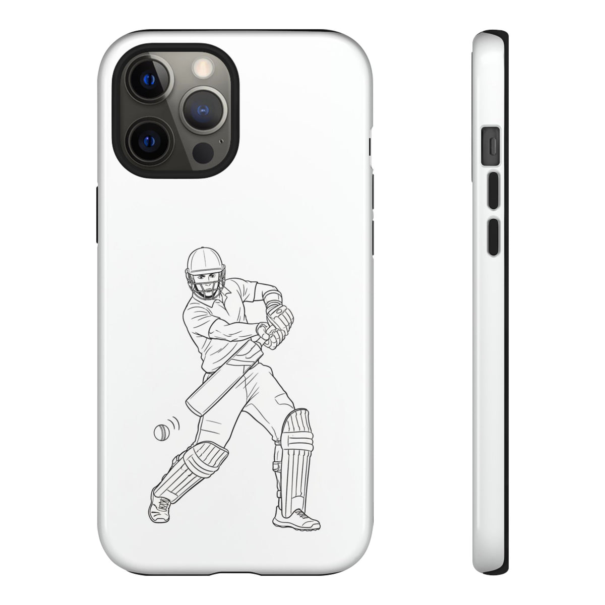 Phone Case, Cricket Batsman Sketch, Tough Case