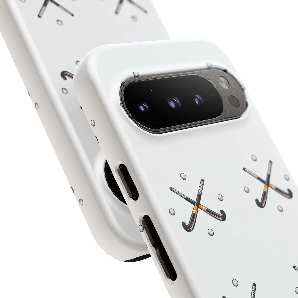 Phone Case, Hockey Repeated Crossed Sticks & Balls Pattern, Tough Case
