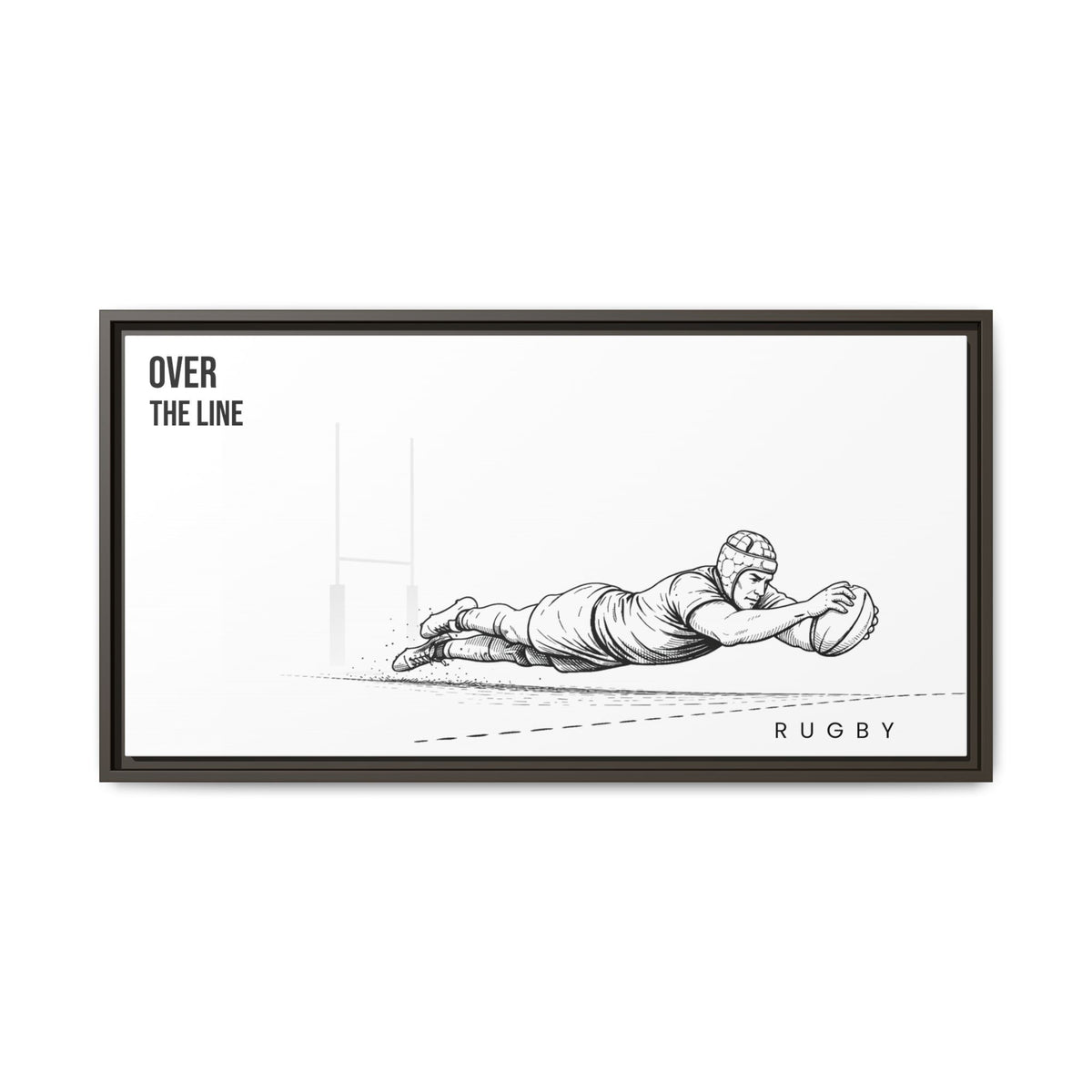Print, Rugby Try, "Over The Line"  Matte Canvas Framed Wall Art
