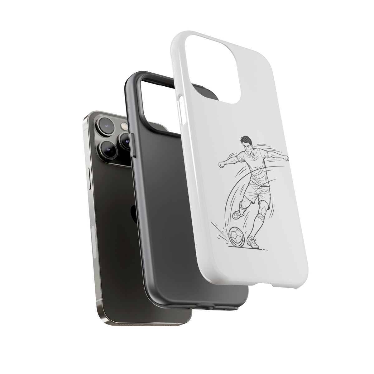 Phone Case, Football Free Kick / Strike Minimalist sketch Design, Tough Case