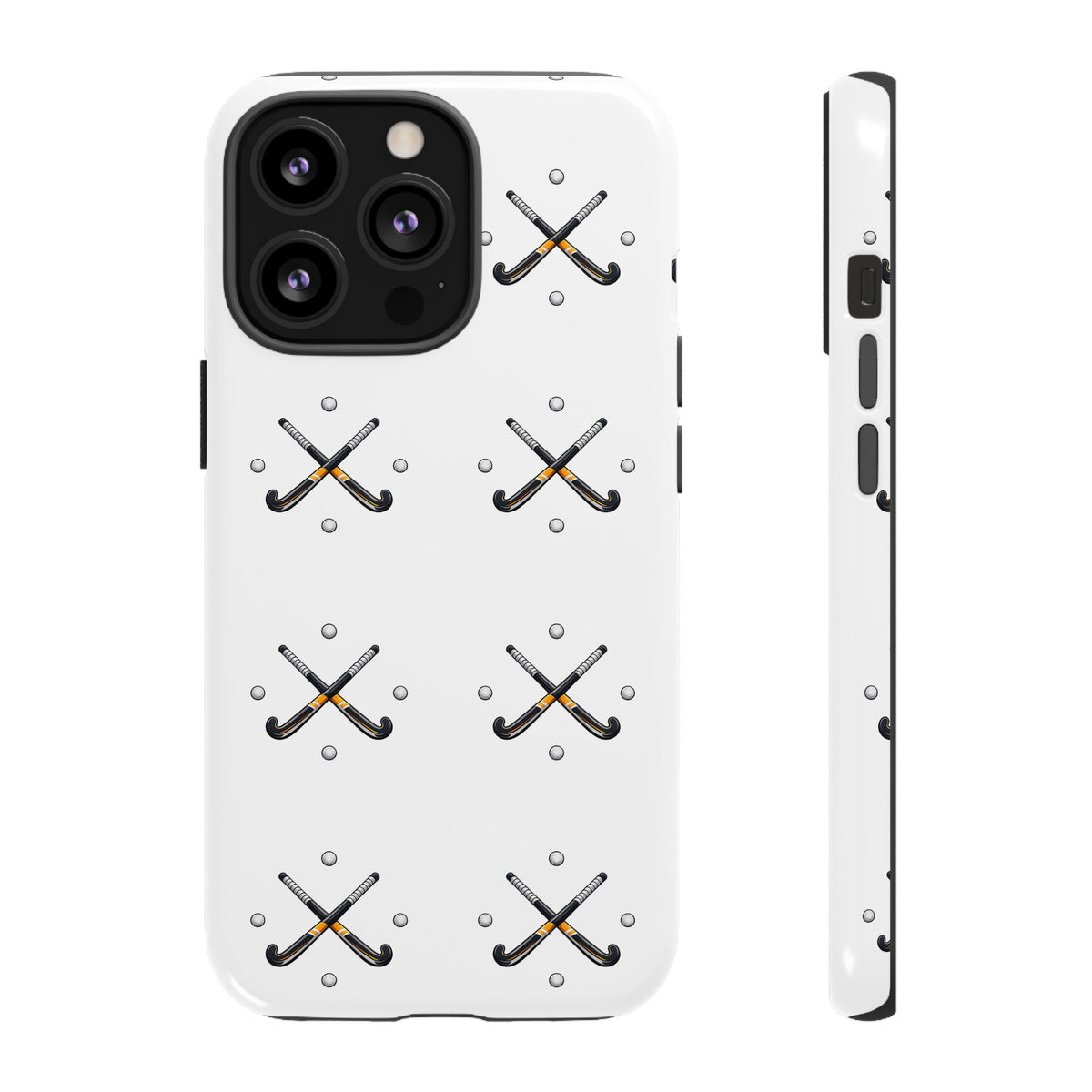 Phone Case, Hockey Repeated Crossed Sticks & Balls Pattern, Tough Case