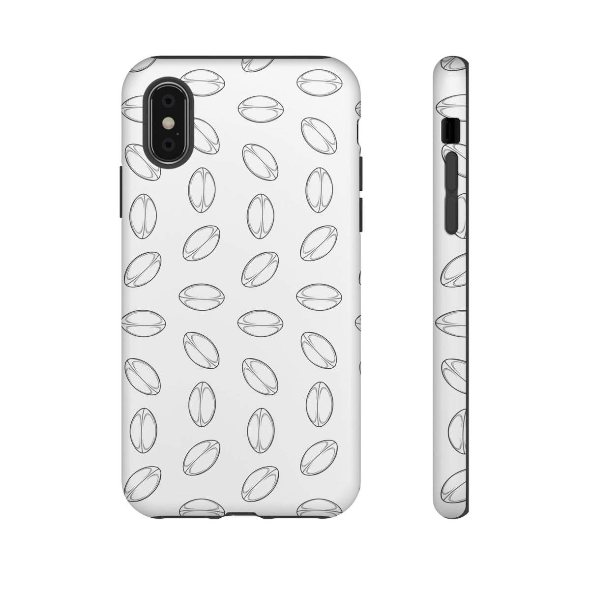 Phone Case, Rugby Ball Minimalist Sketch Pattern, Tough Case