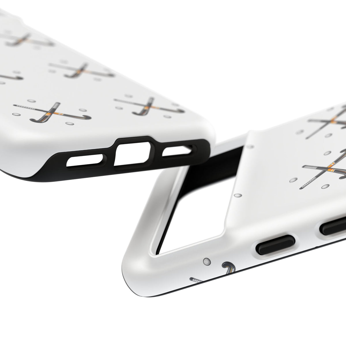 Phone Case, Hockey Repeated Crossed Sticks & Balls Pattern, Tough Case