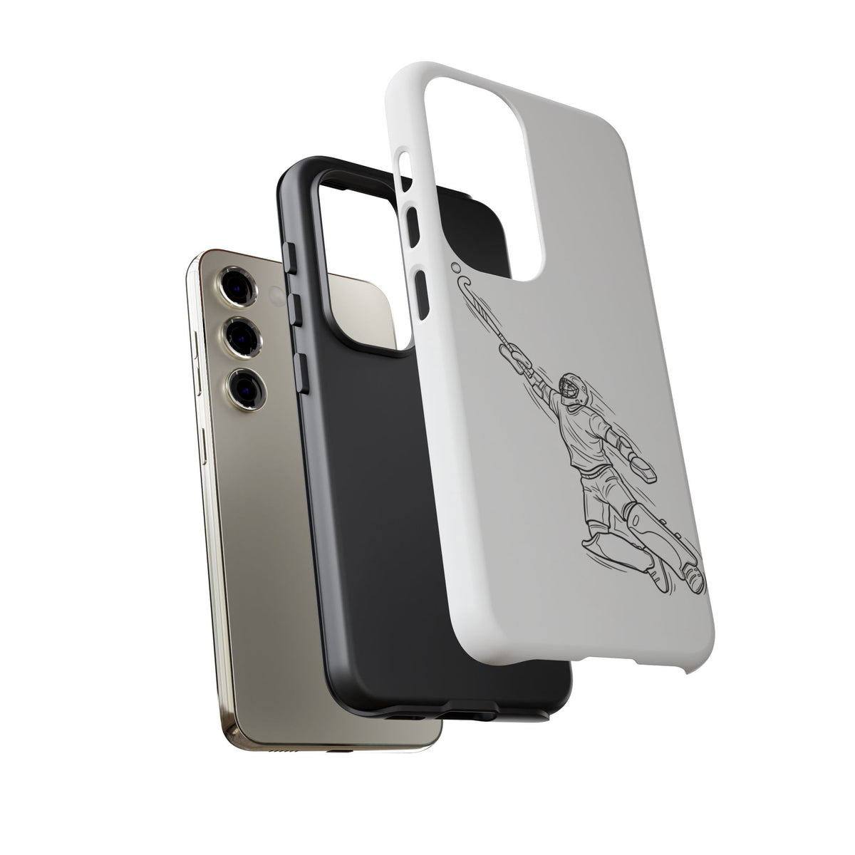 Hockey Goalkeeper Sketch Phone Case — Minimalist Sports Protective Cover