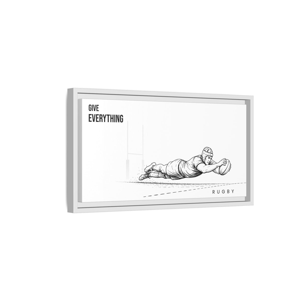 Print, Rugby Try, "Give Everything"  Matte Canvas Framed Wall Art