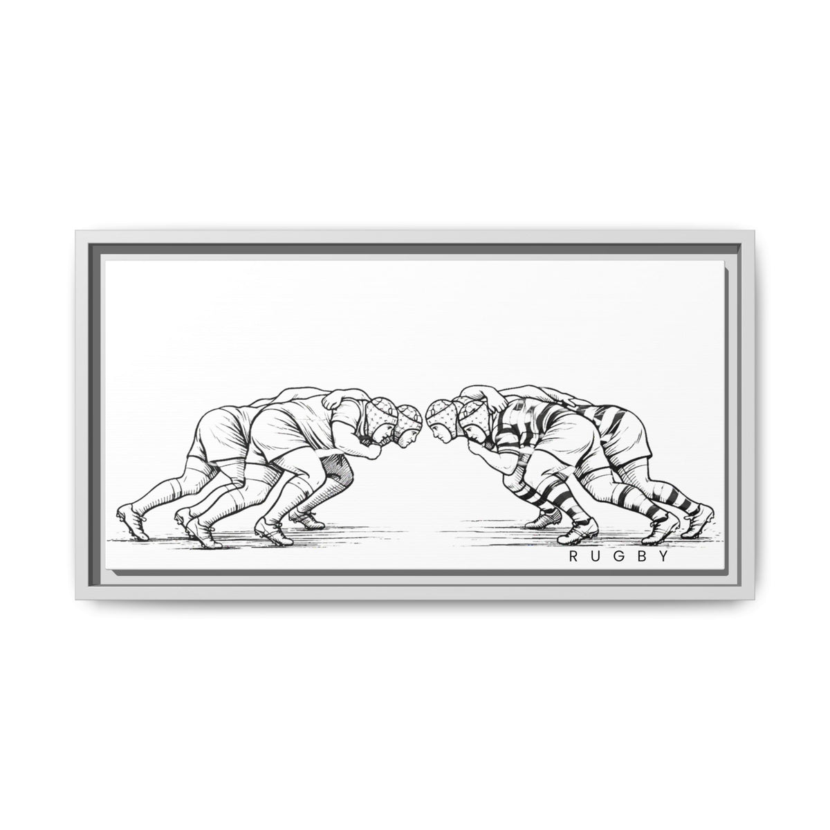 Print, Rugby Scrum,  Matte Canvas Print Framed Art