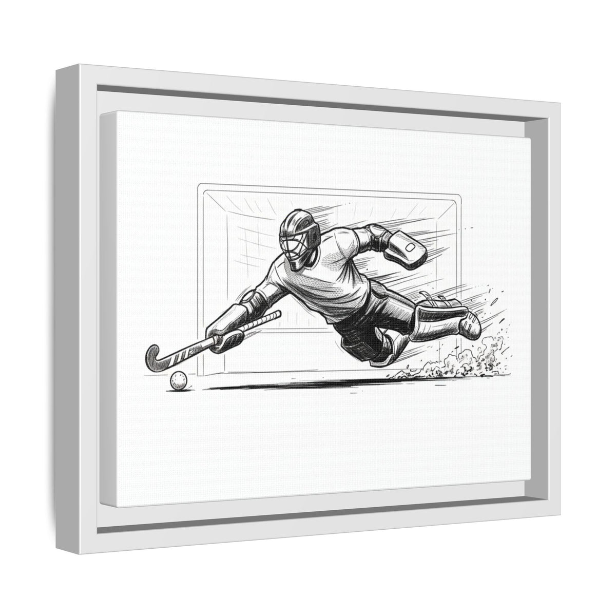 Print, Field Hockey Goalie Sketch, Matte Canvas Framed Wall Art
