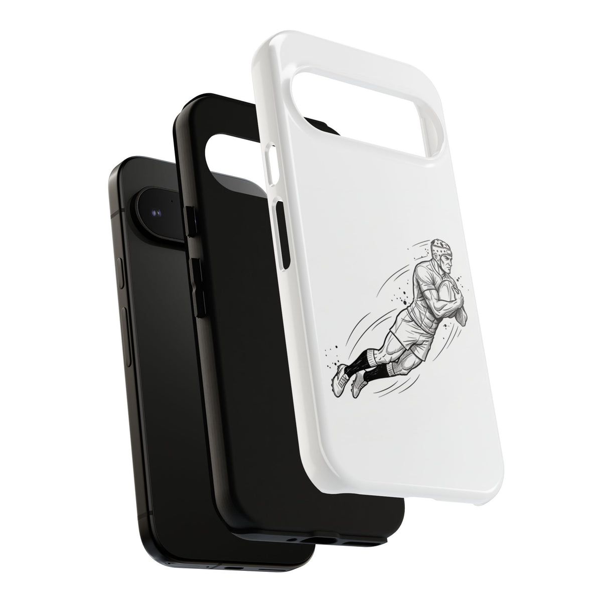 Phone Case, Rugby Try Swan Dive Minimalist Sketch design, Tough Case
