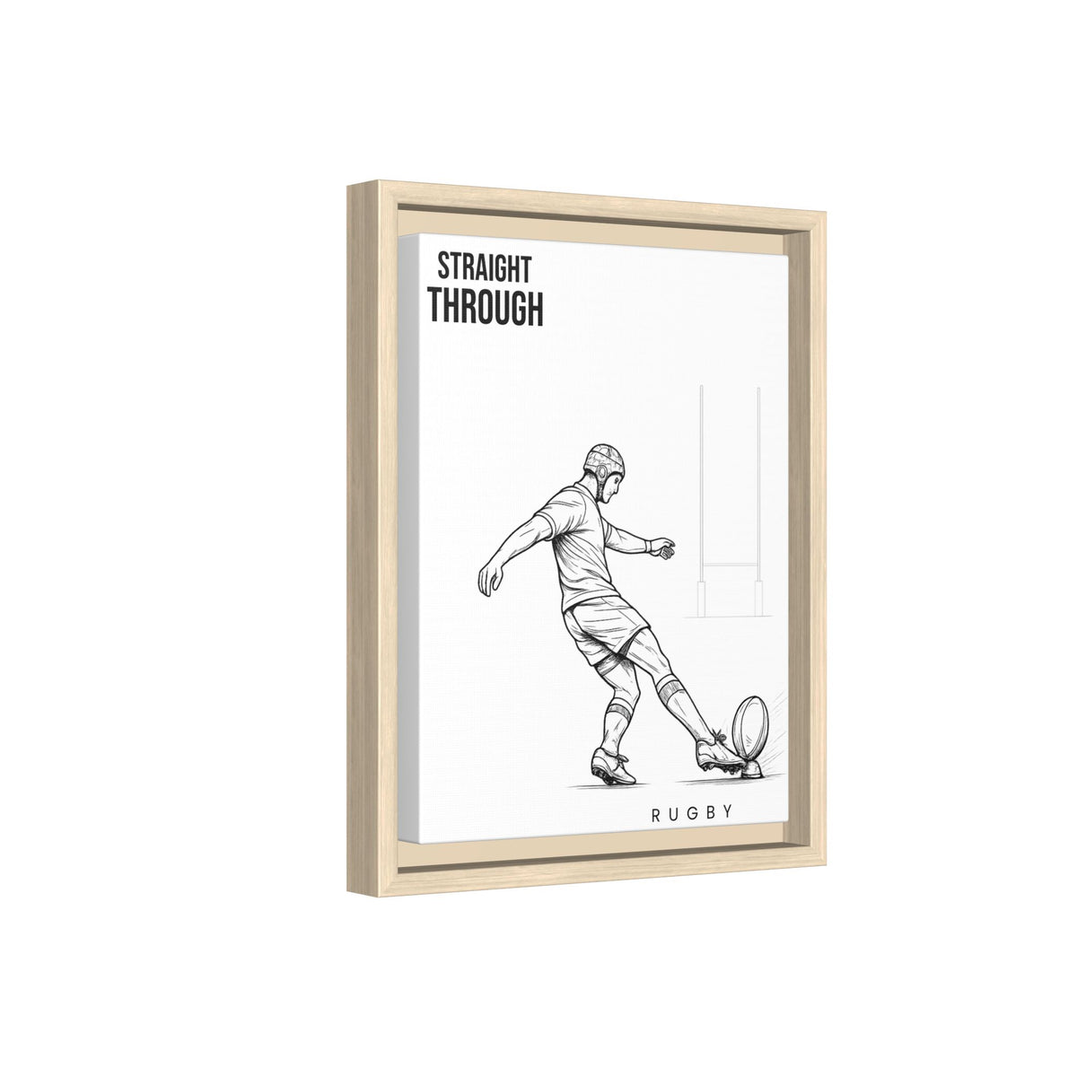Print, Rugby Conversion Kick - Straight Through, Matte Canvas Print Framed Art