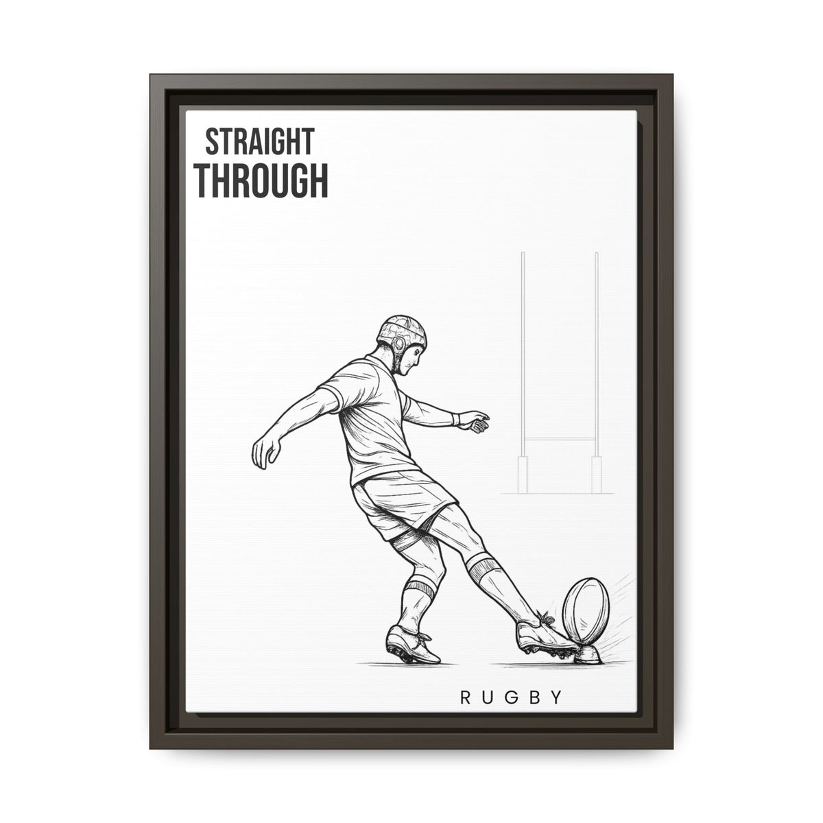 Print, Rugby Conversion Kick - Straight Through, Matte Canvas Print Framed Art