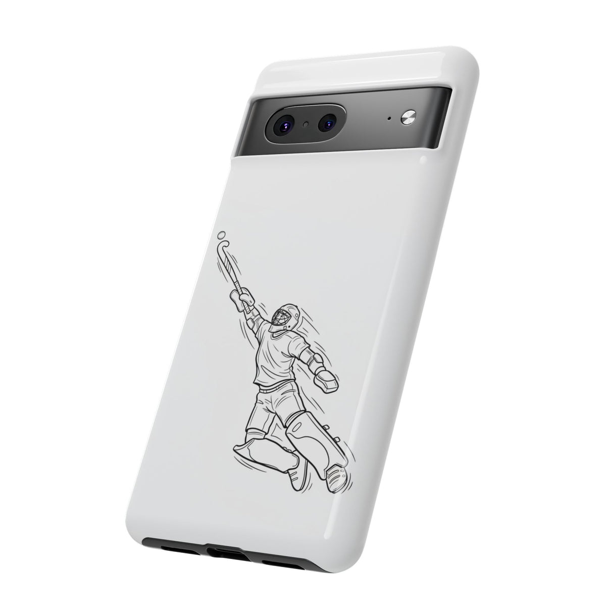 Hockey Goalkeeper Sketch Phone Case — Minimalist Sports Protective Cover