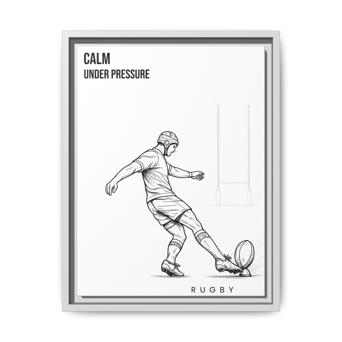 Print, Rugby Conversion Kick - Calm Under Pressure, Matte Canvas Print Framed Art