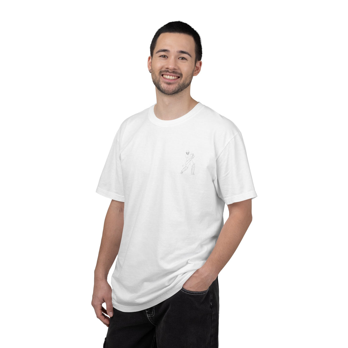 T shirt, Cricket Batsman Minimalist sketch design, Cotton, Various Colours