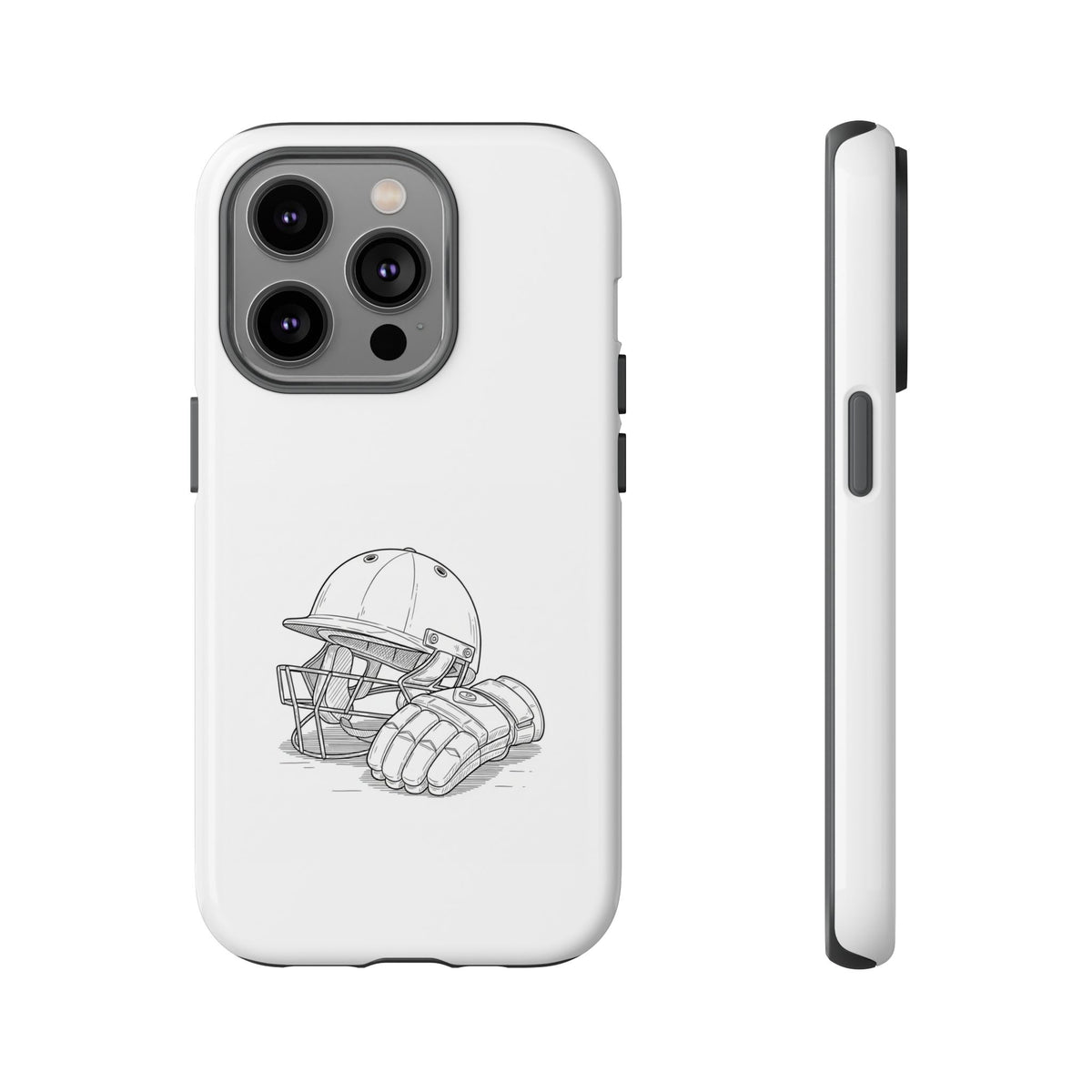 Phone Case, Cricket Gloves & Helmet Sketch, Tough Case