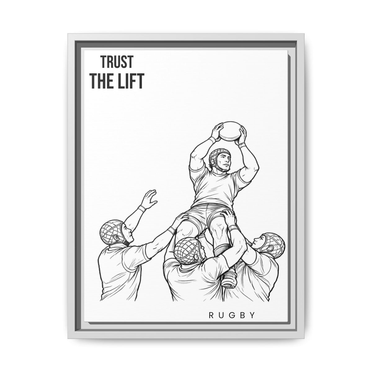 Print, Rugby Line-Out Trust The Lift , Matte Canvas Print Framed Art