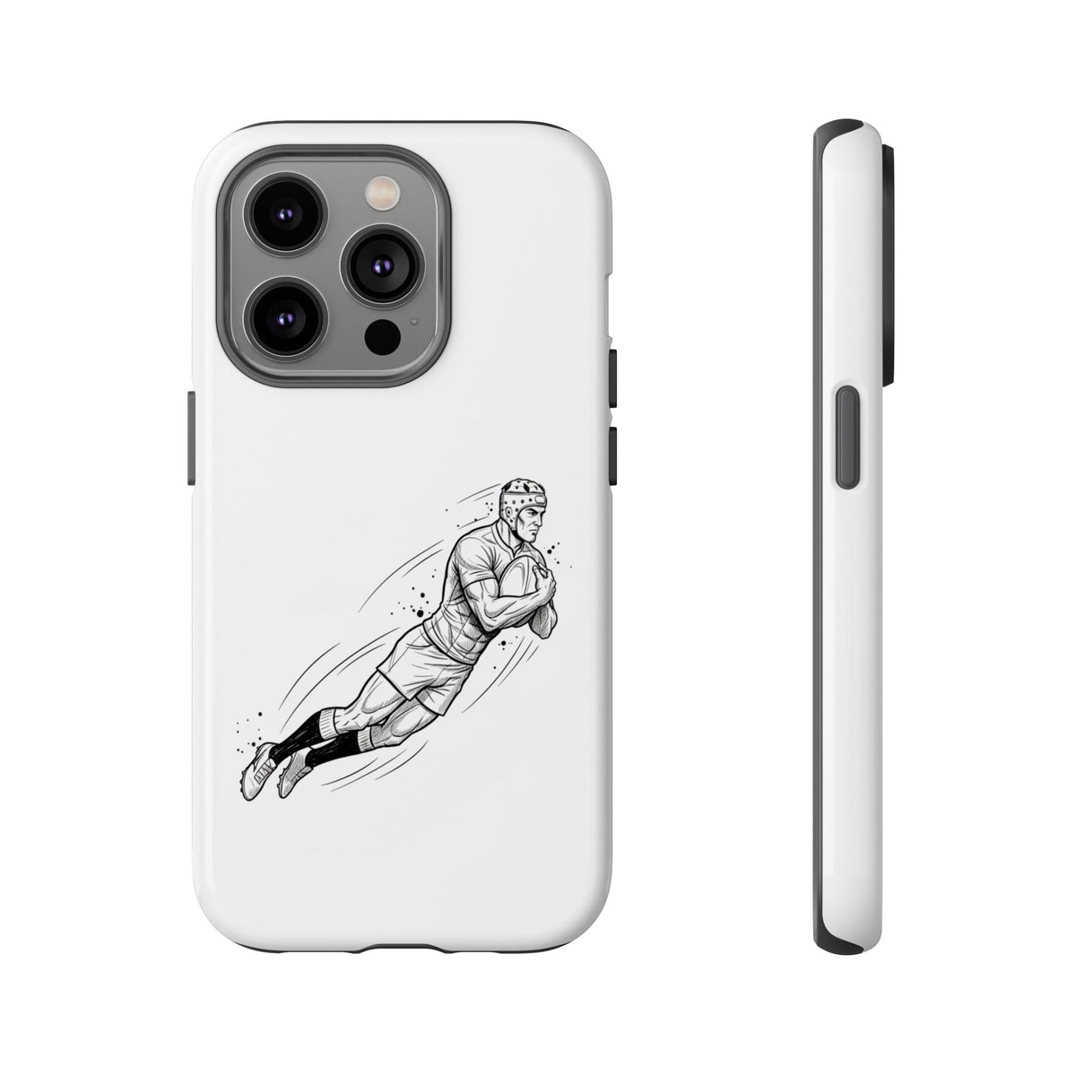 Phone Case, Rugby Try Swan Dive Minimalist Sketch design, Tough Case
