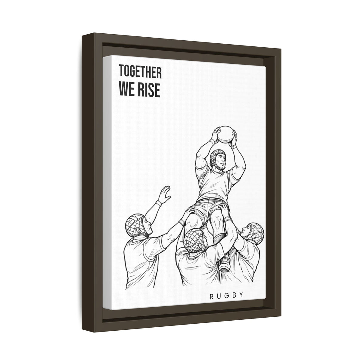 Print, Rugby Line-Out Together We Rise , Matte Canvas Print Framed Art