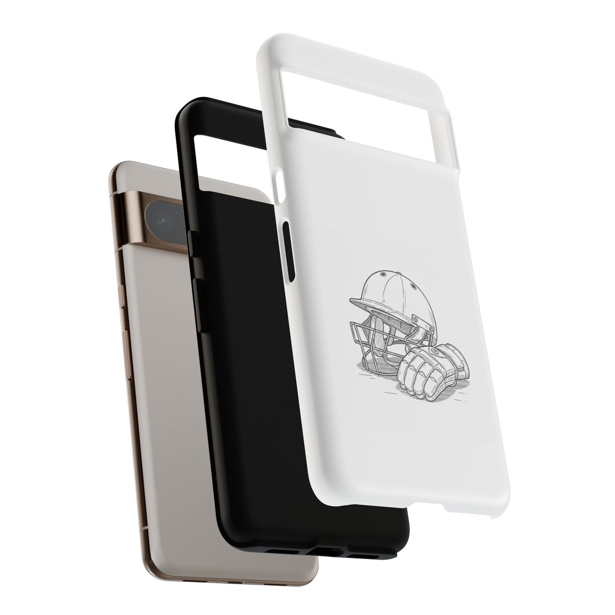 Phone Case, Cricket Gloves & Helmet Sketch, Tough Case
