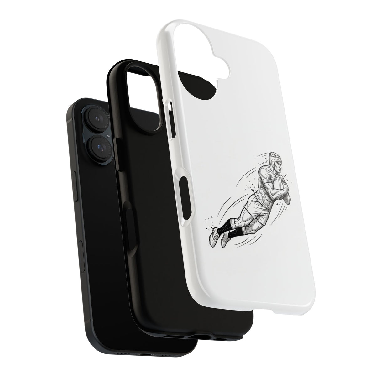 Phone Case, Rugby Try Swan Dive Minimalist Sketch design, Tough Case