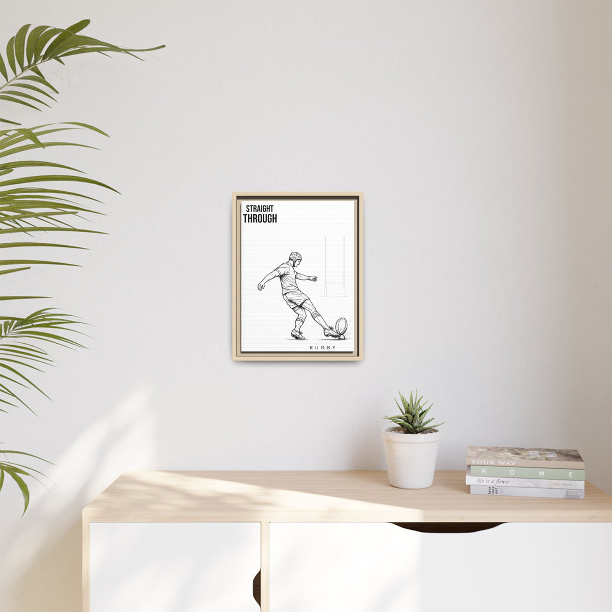 Print, Rugby Conversion Kick - Straight Through, Matte Canvas Print Framed Art
